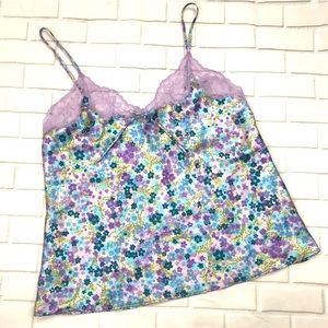 4/$50 Vintage purple blue floral sleep tanktop